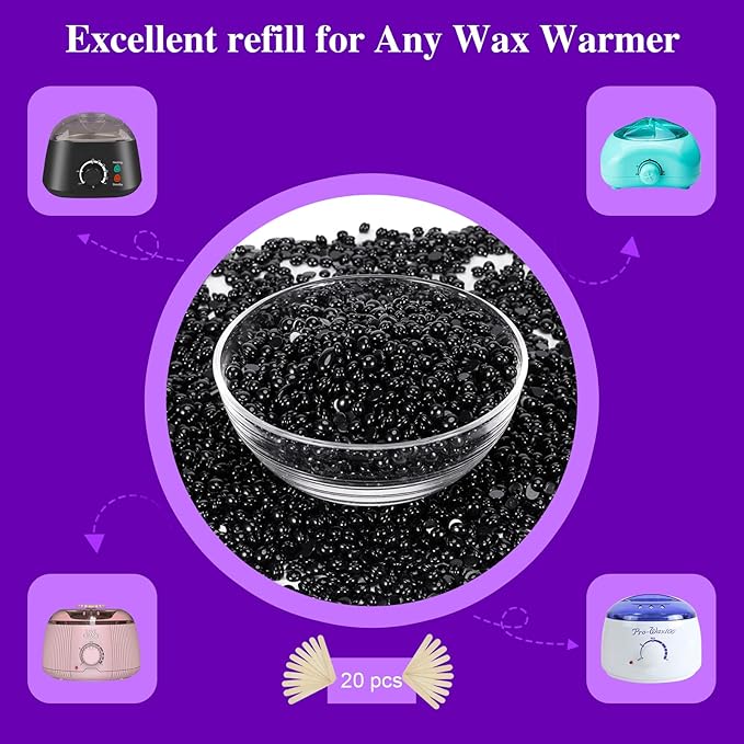 PURPLESKY Painless Wax Beads, 40oz Hard Wax Beads Bulk for Hair Removal, Bikini Wax for Nose Waxing for Leg, Underarm, Eyebrow, Salon Gift Waxness-Velvo Beauty