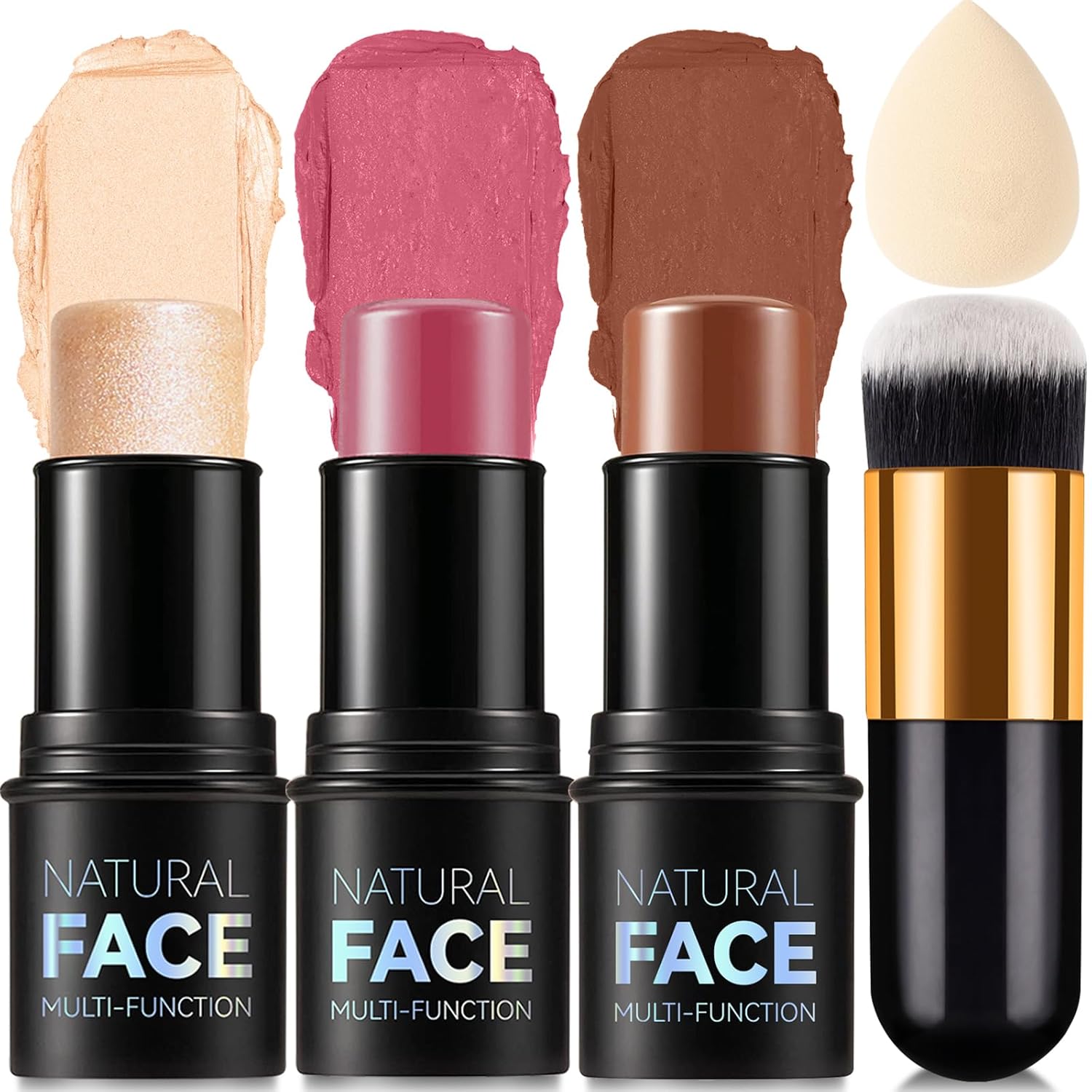 3 Colors Cream Contour Stick, Shades with Highlighter Stick,Blush Stick and Bronzer Contour Stick for Sculpt the Cheeks,Long Lasting,Waterproof,Matte & Dewy Finish for Women (LIGHT FAIR(8+10+12))-Velvo Beauty