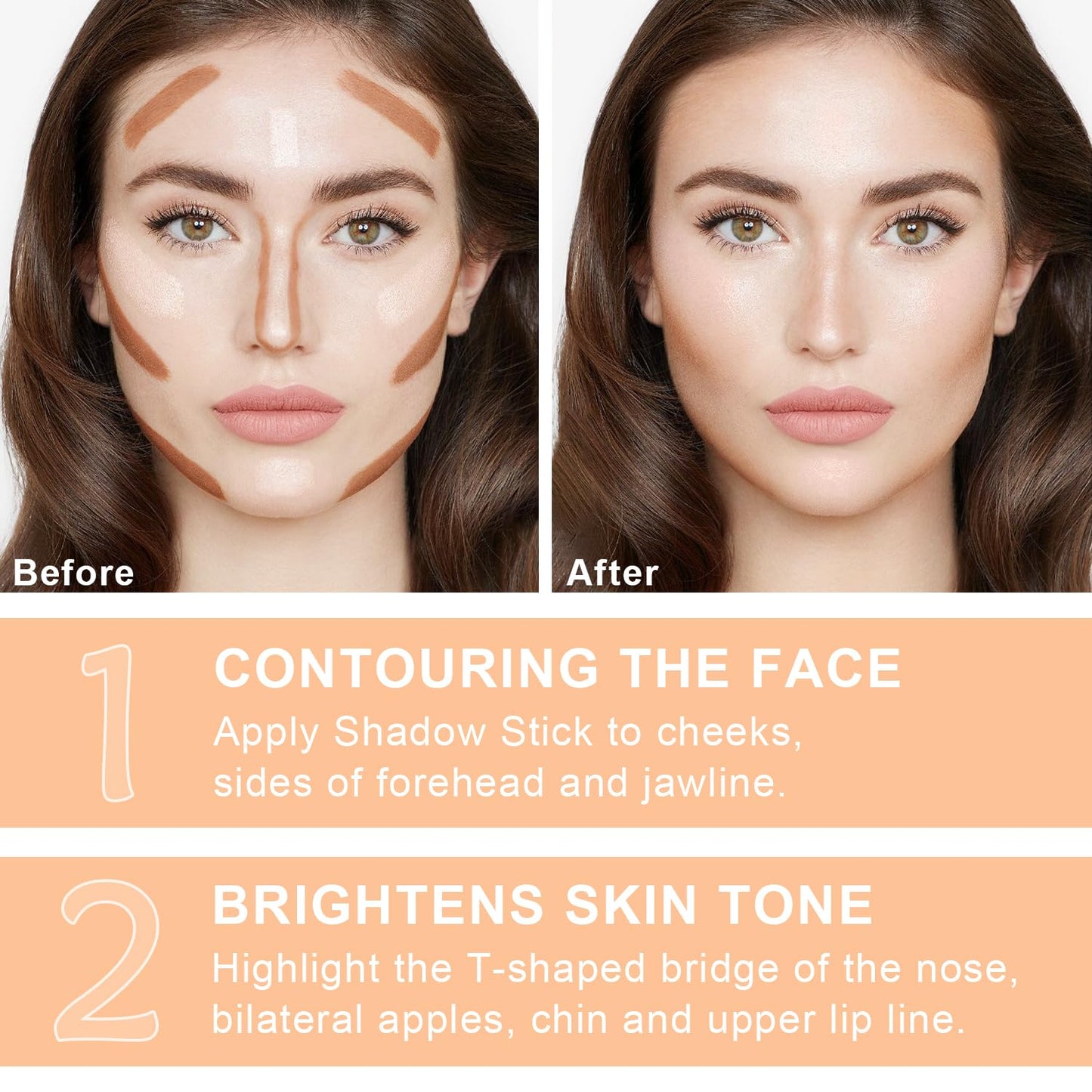 6 Colors Cream Contour Stick Makeup Kit,Shades with Highlighter and Blush Bronzer Contour Stick for Sculpt the Cheeks,Long Lasting,Waterproof,Matte & Dewy Finish for Woman (SET B)-Velvo Beauty