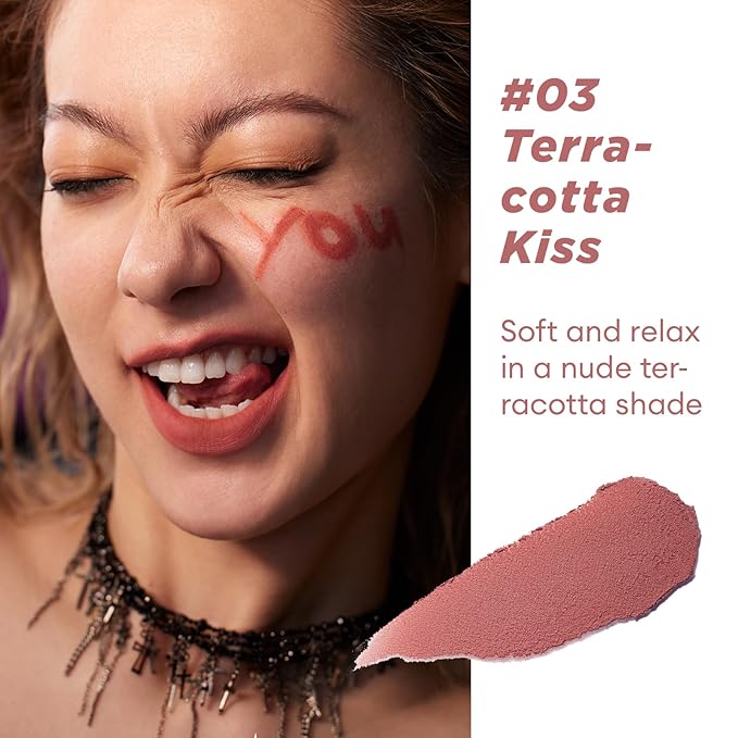 ITY Velvet Matte Finish Lip Stain-Mousse Textured Pudding Pot Lip Clay with Brush, Nude Shade, Dual-Use as Lipstick and Blush, Conceals Lip Lines, Rich Pigment, 0.21 oz (6g) in Terracotta Kiss-Velvo Beauty