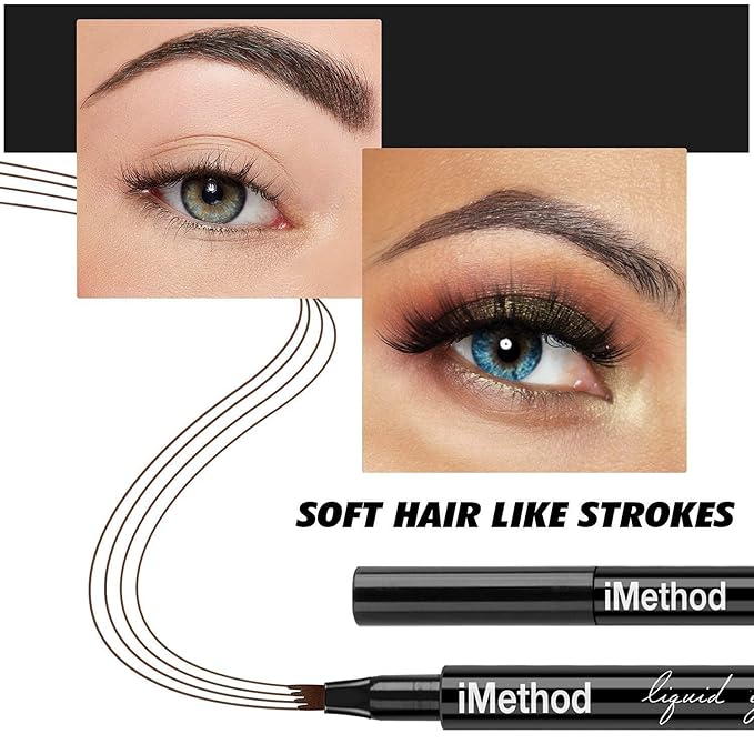 iMethod Eyebrow Pen - iMethod Eye Brown Makeup, Eyebrow Pencil with a Micro-Fork Tip Applicator Creates Natural Looking Brows Effortlessly and Stays on All Day, Light Brown-Velvo Beauty