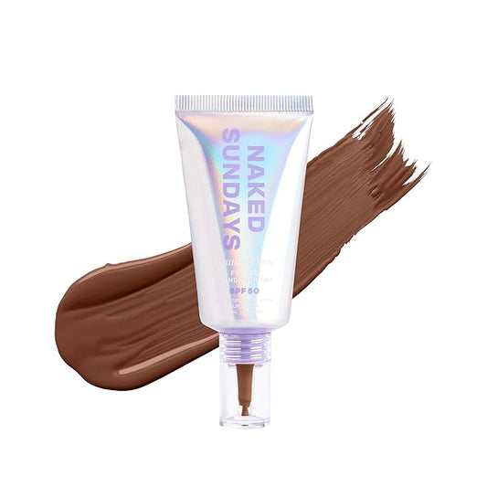 Naked Sundays BeautyScreen™ SPF 50 Mineral Peptide Foundation Tint – 2-in-1 Skin Tint & Mineral Sunscreen | Radiant, Buildable Coverage, Acne-Safe, Infused with Peptides (10 Deep Neutral, 1.01 oz)-Velvo Beauty