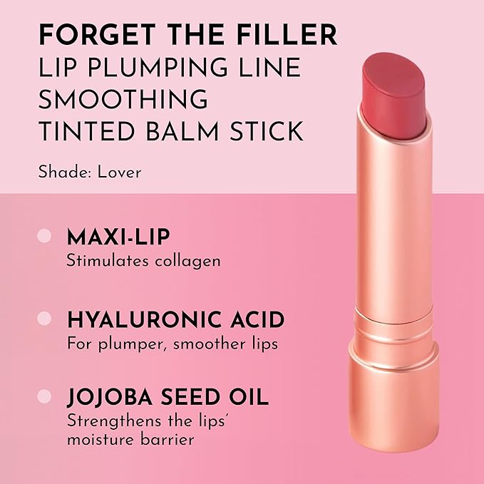 LAWLESS Forget the Filler Lip Plumping Line Smoothing Tinted Balm, Lover, Pink, 0.1 Ounce / 2.9 g-Velvo Beauty