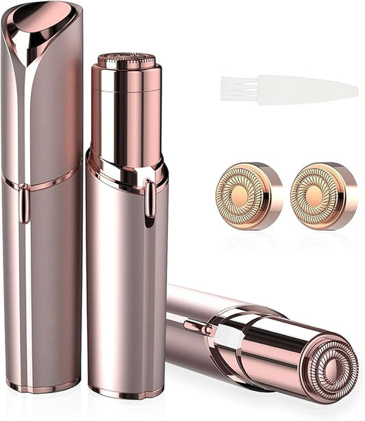 Women's Painless Hair Remover for Women, Battery Powered Facial Hair Shaver for Lips, Chin, Neck, and Cheek with 2 Replacement Heads and 1 Battery-Velvo Beauty
