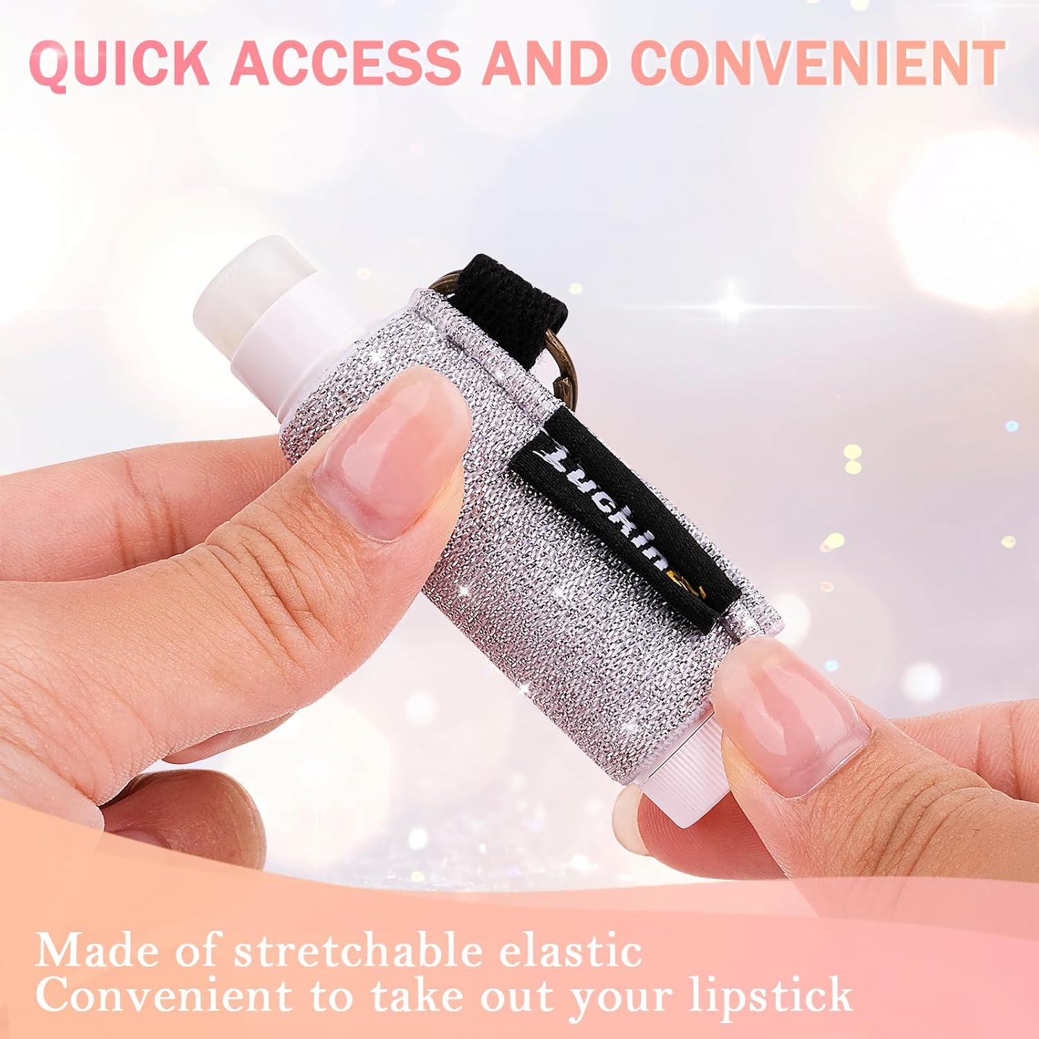 Lip Balm Keychain - Shinny Chapstick & Lipstick Holder - Tight Elastic Holder for Fat & Slim Lip Balms-Velvo Beauty