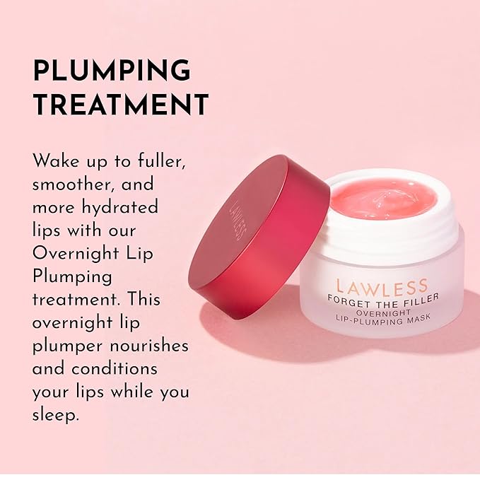 LAWLESS Forget the Filler Lip Mask - Cherry Vanilla - Premium Overnight Lip Plumping Treatment with Natural Ingredients Designed to Plump, Hydrate, and Smooth Lips - 0.28 oz-Velvo Beauty