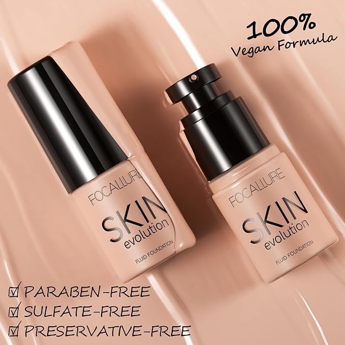FOCALLURE 2 Pcs Liquid Foundation, Skin Evolution Foundation + Concealer, Full Coverage Foundation Makeup, Durable, Waterproof, Oil-Control, Hides Wrinkles & Lines, Warm Beige-Velvo Beauty