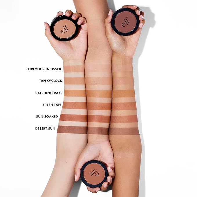 e.l.f. Primer-Infused Bronzer, Long-Lasting, Lightweight & Buildable Powder Bronzer, Delivers A Matte Finish, Vegan & Cruelty-Free, Sun-Soaked-Velvo Beauty