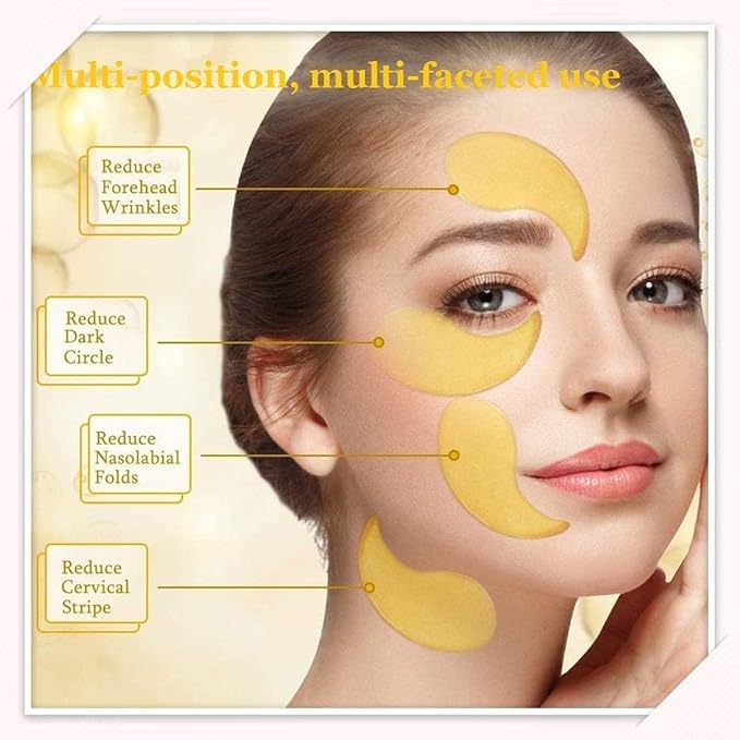 48Pcs/24Pairs 24K Gold Gel Crystal Collagen Eye Pads, Under Eye Mask for Moisturizing, Fine Lines, Dark Circles& Puffy Eyes Under Eye Patches-Velvo Beauty