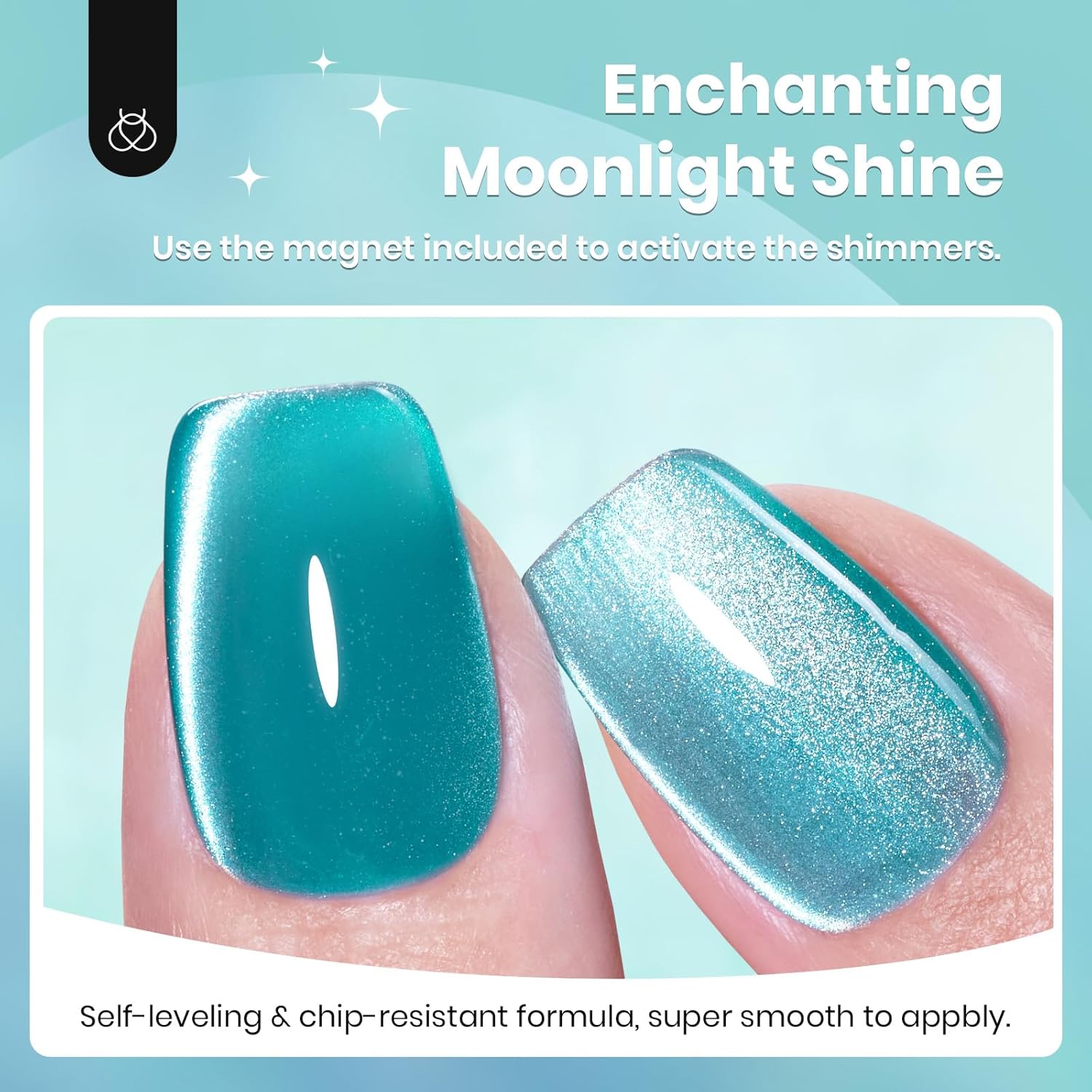 Beetles Blue Cat Eye Gel Polish, 15ML Blue Glass Cat Eye Glitter Gel Polish with Magnet Shimmer Translucent Sheer Color Soak Off UV Tide beam Series French Nail Art Dsign Gift for Women-Velvo Beauty