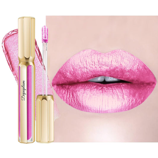 Pink Lipsticks for Women Metallic Lipstick Long Lasting Non Stick Cup Lip Gloss, Shimmer Lightweight Hydrating Full Coverage Lip Color, DP119 Princess-Velvo Beauty