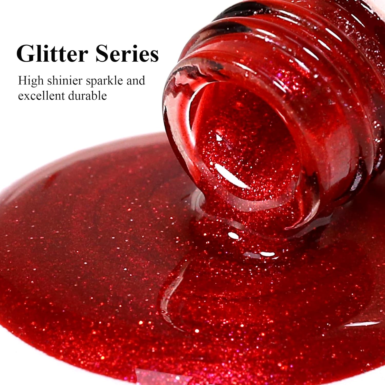 Imtiti Glitter Gel Nail Polish, Christmas Red Iridescent Glitter Gel Polish Diamond Shimmer Sparkle Soak Off UV LED Nail Gel Polish Autumn Winter Gel Polish Manicure Gel Nail Kit 10ML-Velvo Beauty