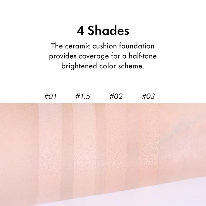 Amuse SEOUL Ceramic Skin Perfector Cushion Foundation Refill | Long-lasting, Lightweight, Semi-matte, Flawless Coverage, Hypoallergenic, Korean Beauty, Vegan(15g / 0.52 oz.) ([REFILL] 01 PORCELAIN)-Velvo Beauty