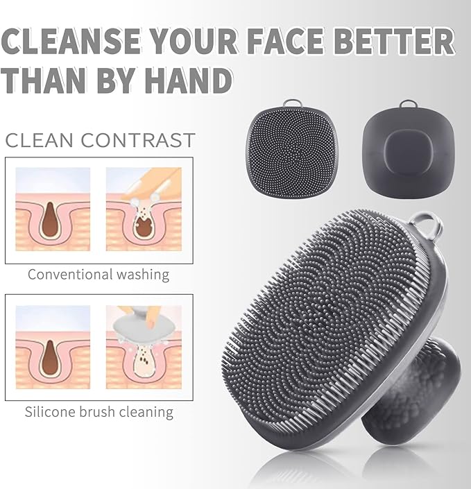 VWMYQ Face Scrubber Face Scrubber for Men Facial Cleansing Brush Silicone Face Wash Brush Manual Waterproof Cleansing Skin Care Face Brushes for and Exfoliating (Gray)-Velvo Beauty