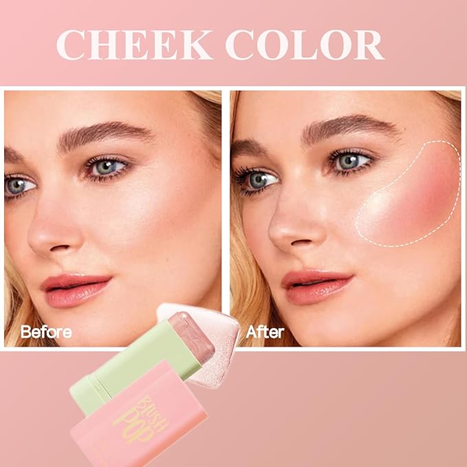 Blush Stick, Cream Blush Stick for Cheeks & Lips, Blendable Long-Lasting Multi-Use Contour Stick & Highlighter Makeup (#4 HIGHLIGHT)-Velvo Beauty