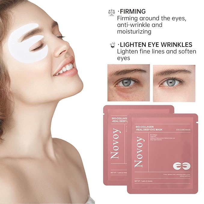 Novoy 15 Pairs Bio-Collagen Real Deep Eye Patches - 6-in-1 Retinol Overnight Eye Patches for Dark Circles, Puffiness & Wrinkles | 2% Caffeine/Hyaluronic/Niacinamide, Korean Popular Eye Mask - Lavender-Velvo Beauty