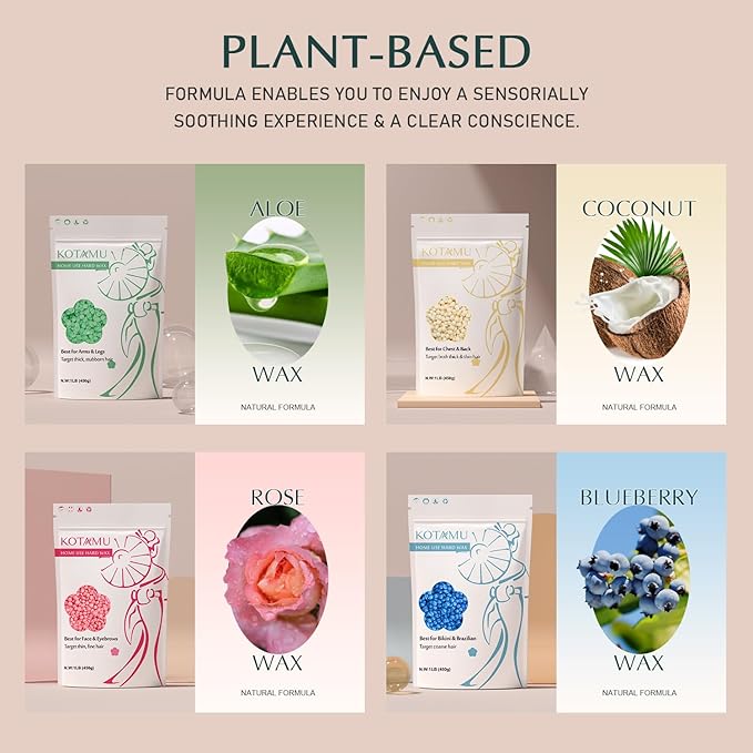 KOTAMU Waxing Kit for Women & Men, Wax Warmer for Hair Removal, Digital Wax Kit with Silicone Pot，Ideal for Face Eyebrow Arm Legs Armpit &Sensitive Skin, Cherry Waxing Machine for Home Salon Use-Velvo Beauty