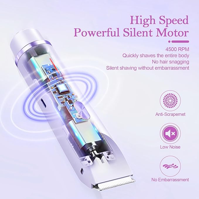 Dermave Bikini Shaver 2.0, 2025 New Glow Aura Bikini Trimmer for Women, 2 in 1 Dual Head Electric Razors for Women, IPX7 Waterproof Wet & Dry Electric Shaver, Portable Body Shaver (Purple)-Velvo Beauty
