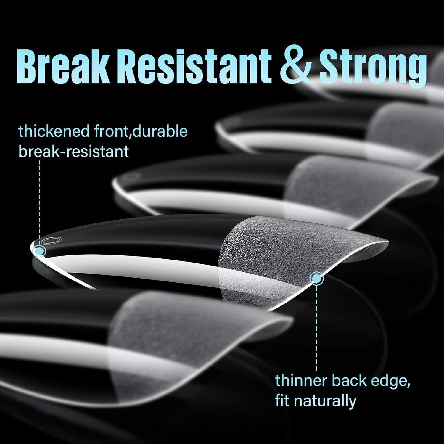 TOMICCA Medium Almond Nail Tips, 240Pcs Soft Acrylic Nails Tips Pre-Shaped Gel Tips, Medium Almond Press on Nails Clear Full Cover Fake Nails for Nail Extension Nail Salon 12 Sizes-Velvo Beauty