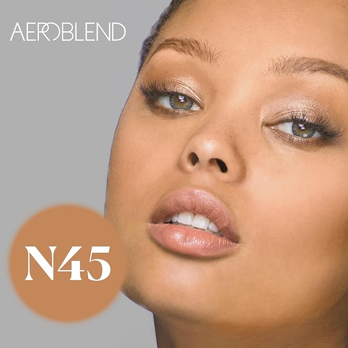 AEROBLEND Airbrush Foundation Makeup (N45) Professional, Water-Based, Buildable, Long-wearing, For all skin types, 1 oz-Velvo Beauty