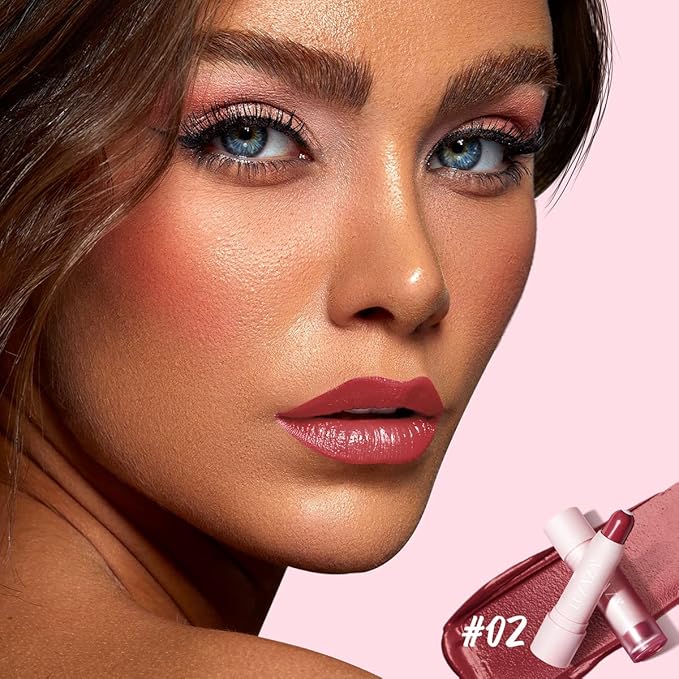 Tinted Lip Balm Chapstick with Color, Natural Semi - Gloss Finish, Hydrating/Coloring 2 in 1 Moisturizer Lip Stick for Girls & Women #02 Rose-In-Love-Velvo Beauty