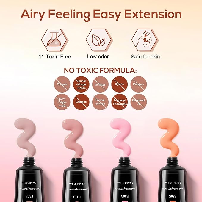 JEWHITENY Poly Extension Gel Kit With 48W LED Nail Lamp 14 Colors Builder Extension Gel All-in-One French Kit Nail Art Design Beginner Kit-Velvo Beauty