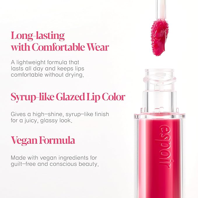 Espoir Couture Lip Tint Glaze #19 Berry Soda 0.14oz | Volumizing Lip Stain with Syrupy Shine | Long-Lasting & Vibrant Color for Radiant Lip Look | Moisturizing & Glossy Lip Tint | Korean Lip Makeup-Velvo Beauty