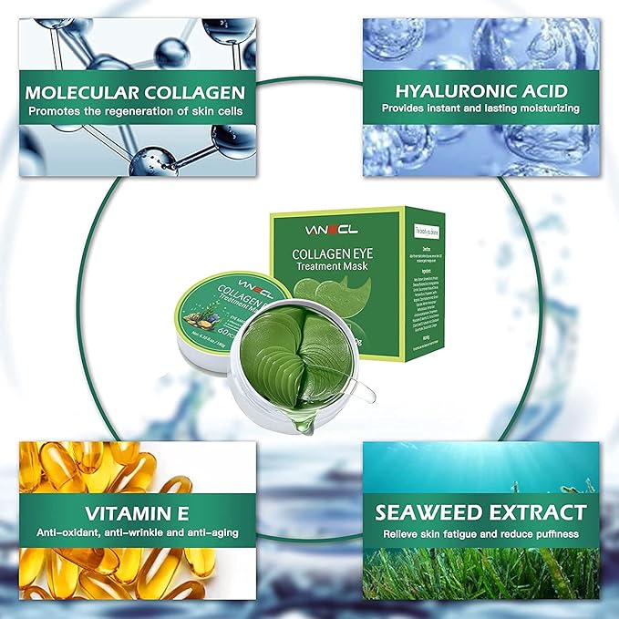 VANELC Eye Mask,Under Eye Patches with Collagen Seaweed,Eye Gel Treatment Masks For Dark Circles , Under Eye Bags Treatment, Natural Eye Masks for Puffy Eyes, Under eye Dark Circles,Anti-Wrinkle-Velvo Beauty