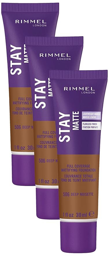 Rimmel Stay Matte Foundation, Deep Noisette, 1 Fluid Ounce (Pack of 3)-Velvo Beauty