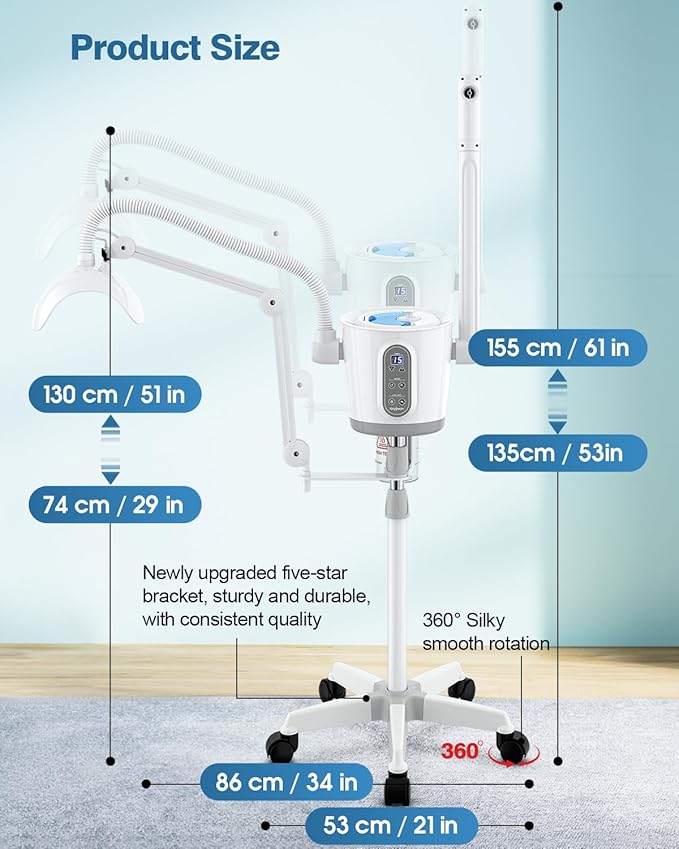 Kingsteam Professional Hot and Cold Facial Steamer，Nano Water Mist, Large Capacity Steam, 30 Min Timer, Deep Cleansing, Designed for Beauty Salon, Skin Clinic, Professional Salon, Home-Velvo Beauty