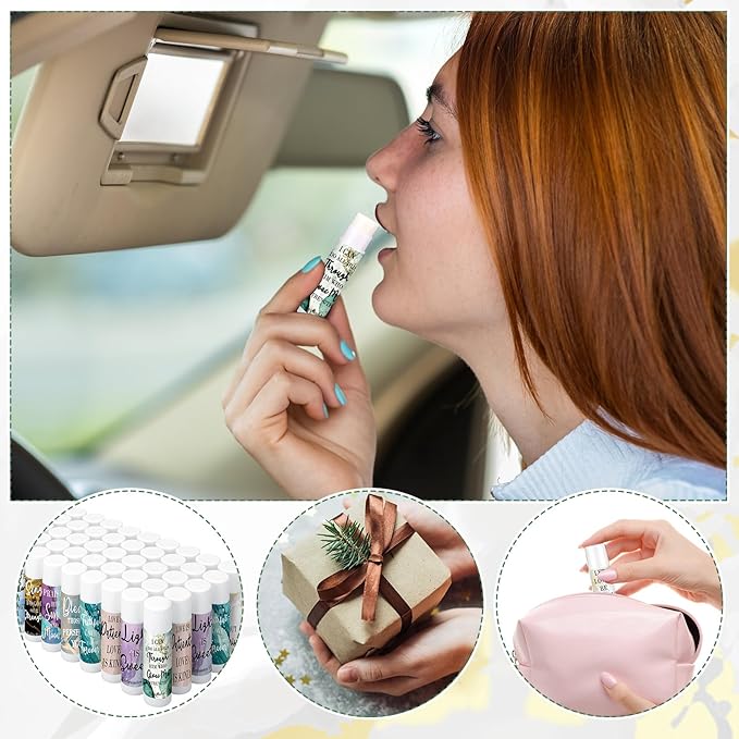 50 Pcs Lip Balm Bulk Christian Gift for Women Faith Religious Bible Verse Lip Balm Inspirational Gift Scripture Moisturizing Lip Care Product for Coworker Friend Sister Teacher (Marble Print)-Velvo Beauty