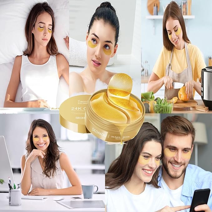 Under Eye Patches, Eye Mask, Eye Patches for Puffy Eyes and Dark Circles Reduce Eye Bags Fine Lines Smooth Wrinkle, Anti-Aging,Hydrating, 24K Gold Eye Skin care Pads with Collagen (60PCS)-Velvo Beauty