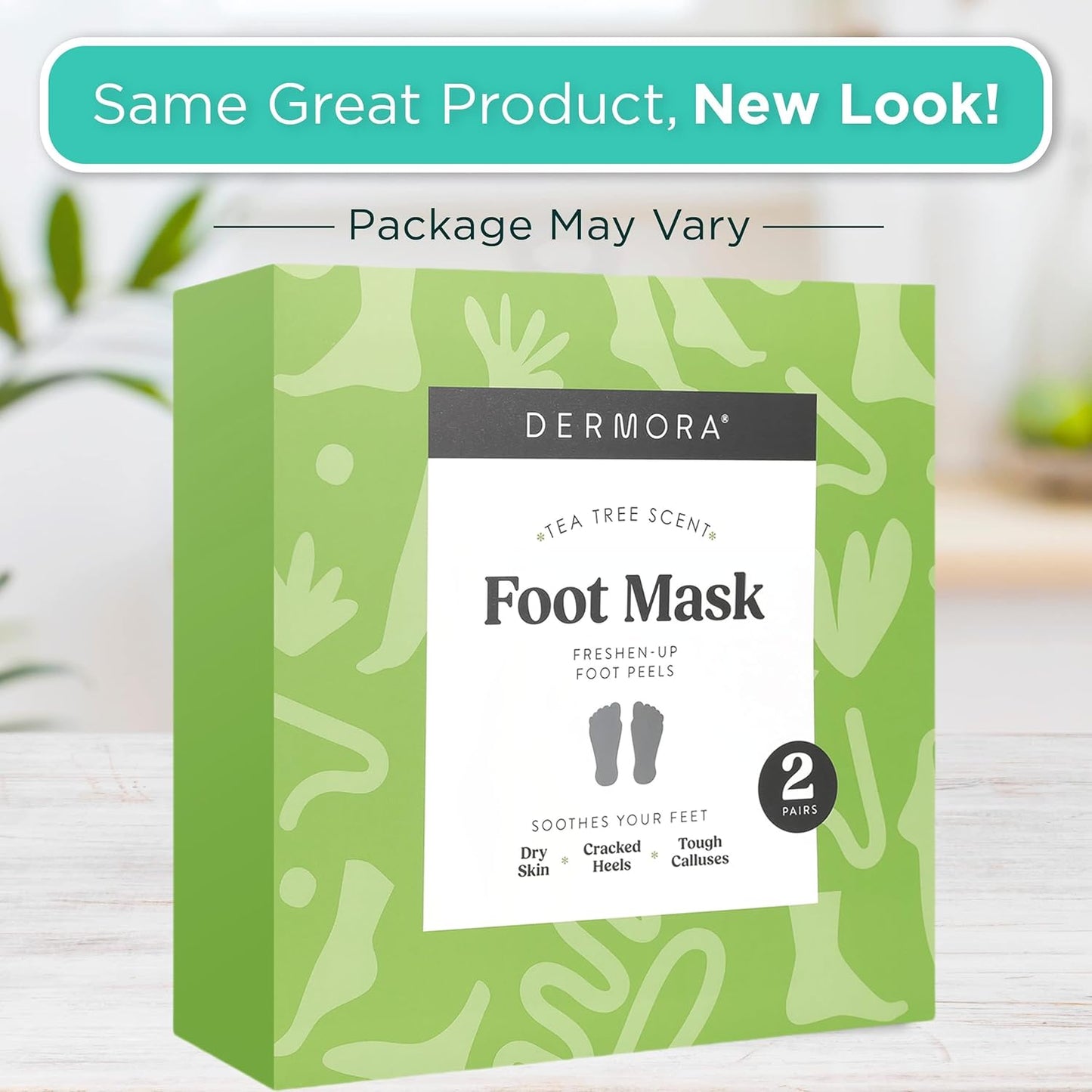 DERMORA Foot Peel Mask | Skin Exfoliating Foot Masks | Dry, Cracked Feet, Callus, Dead Skin Remover | Baby Soft Feet, Tea Tree Scent | Pack of 2 | Regular-Velvo Beauty
