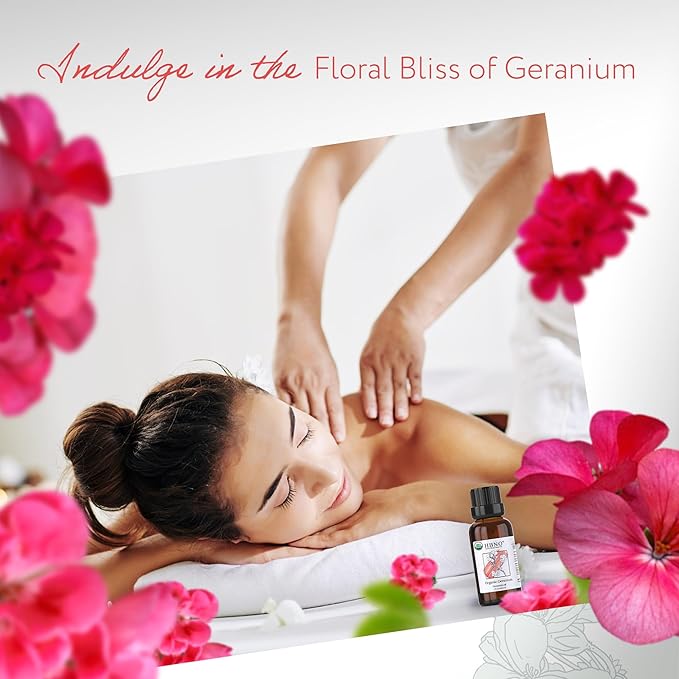 HBNO Organic Geranium Essential Oil - 1 oz (30ml) - USDA Certified Organic Geranium Essential Oil for Aromatherapy, Soap Making, DIY, Fragrances, Diffuser.-Velvo Beauty