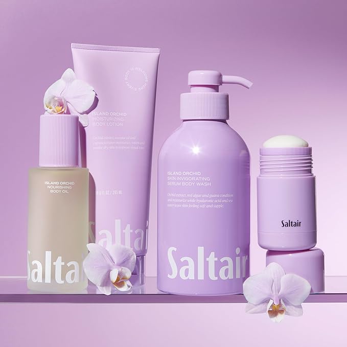 Saltair Body Oil. Luxurious Island Orchid After Shower and Bath Oil Moisturizer for Women. Botanical, Non-Greasy, and Well-Absorbing Lotion for Hydrating Dry Skin. 4oz Pump Bottle-Velvo Beauty