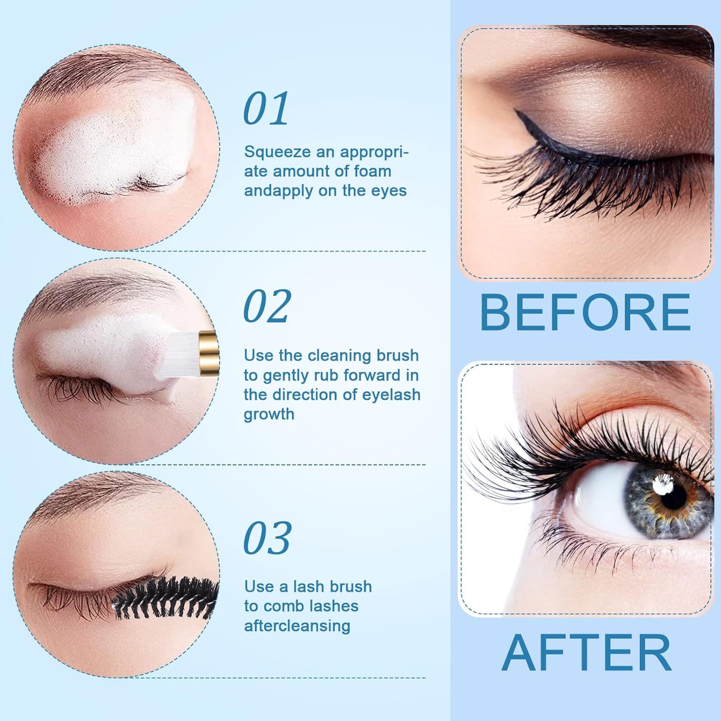 Homicozy 40 Pcs Lash Shampoo Bottle Brushes & Dispensers Set - 10 Pcs Lash Brushes, Tubes & Aftercare Bag for Clients, Women, Girls (Black)-Velvo Beauty