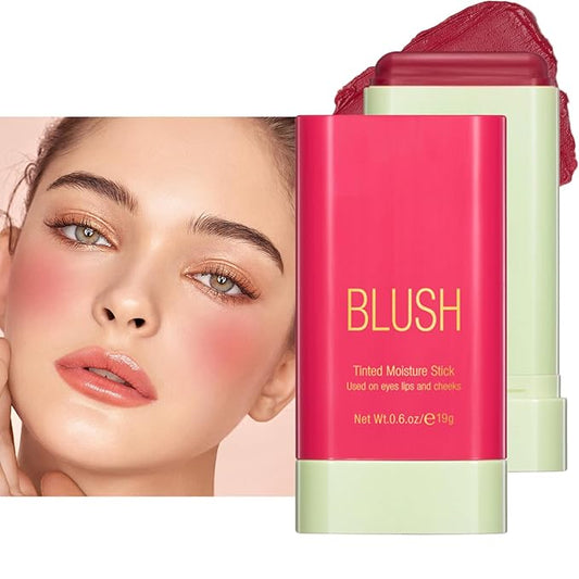Blush Stick, Cream Blush Stick for Cheeks & Lips, Blendable Long-Lasting Multi-Use Contour Stick & Highlighter Makeup (#2 HOT RED)-Velvo Beauty