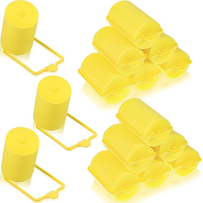 Geyoga 18 Pieces Sponge Hair Rollers Large Soft Foam Hair Styling Curlers Large Size Hairdressing Curlers for Women(1.4 x 2.6 Inches,Yellow)-Velvo Beauty