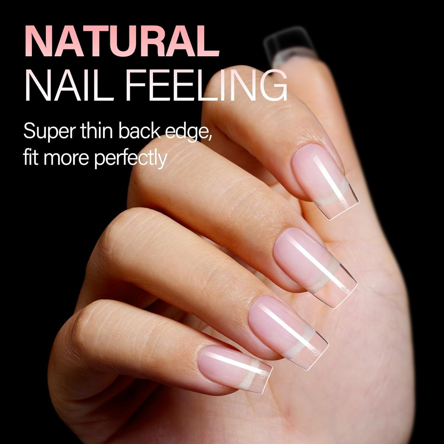 AILLSA Medium Square Fake Nail Tips 240Pcs Square Press on Nails Pre-Shaped Gelly Nail Tips, Half Matte Full Cover Clear Acrylic Gel Kit for Nail Extension Salon DIY at Home 8 Sizes False Tips-Velvo Beauty