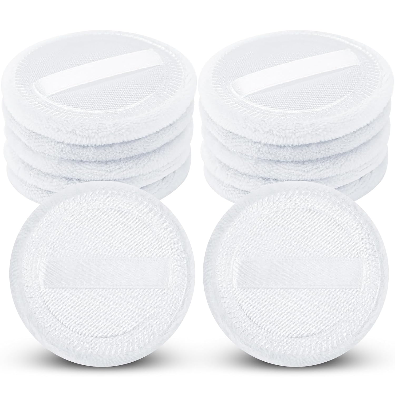 12 Pieces Powder Puffs Cotton Makeup Pads Soft Face Compact Puffs for Loose Setting Pressed Powder, 2.36 Inch (White)-Velvo Beauty