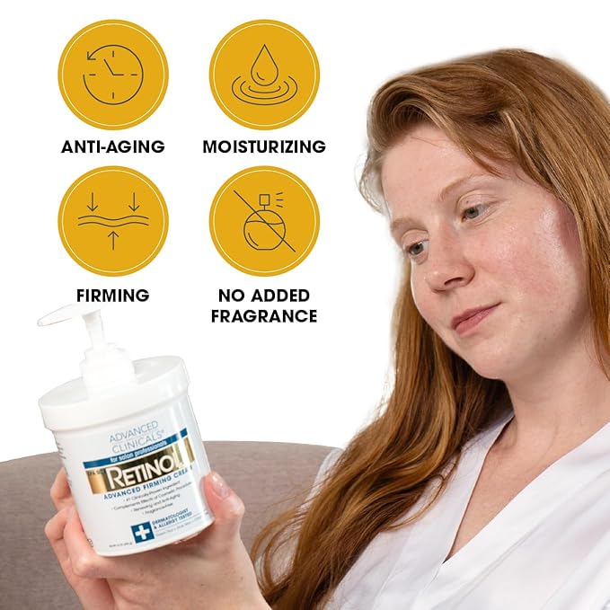 Advanced Clinicals Retinol Cream + Hyaluronic Acid Lotion Face & Body Skin Care. Anti Aging Dry Skin Rescue Creams Reduce Appearance Of Wrinkles, Fine Lines, & Sagging Skin, 16 Oz (Pack of 2)-Velvo Beauty