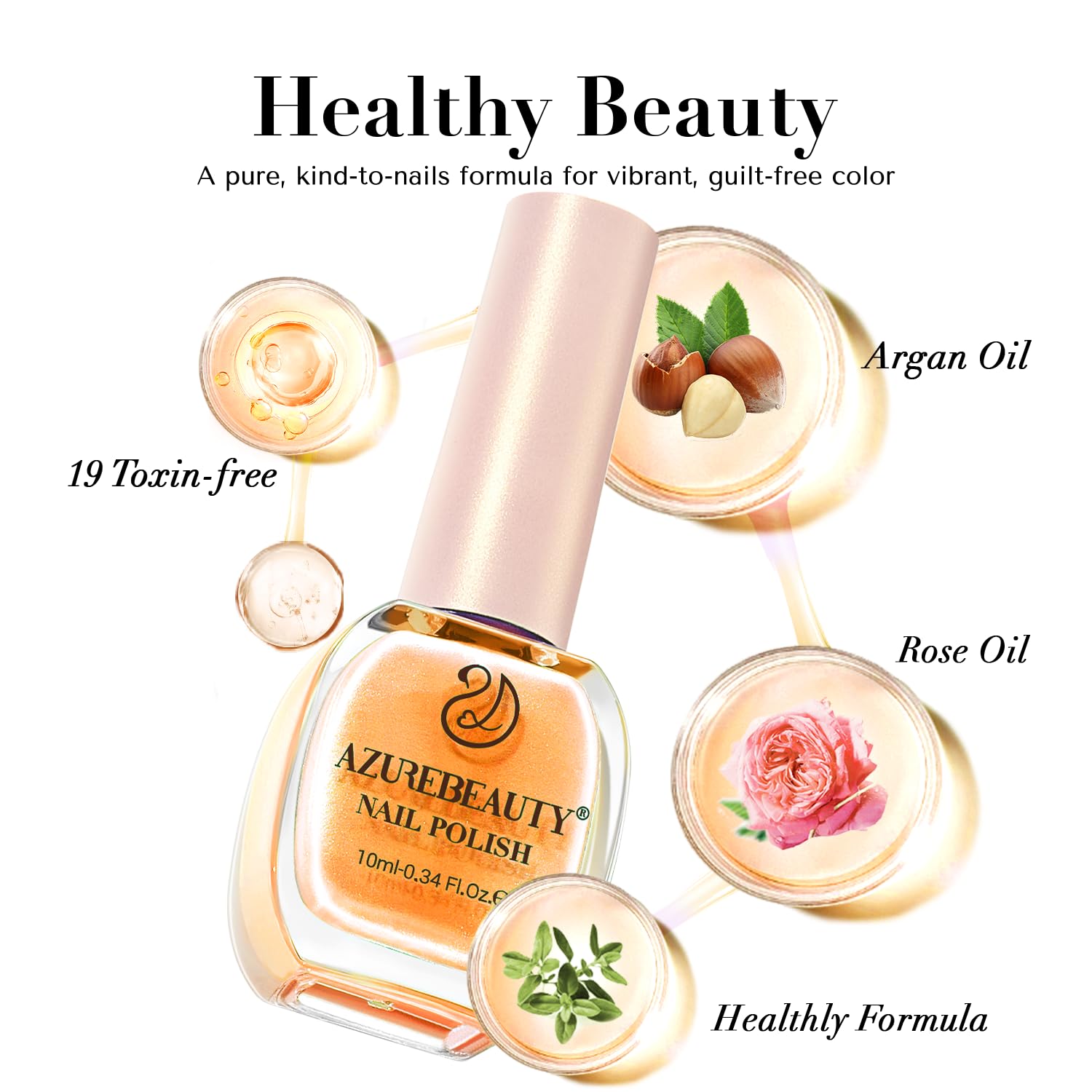 AZUREBEAUTY Nail Polish Set, 4 Colors Shimmer Glitter Neon Pink Orange Green Purple Spring Summer Long Lasting Quick Dry Natural Fingernail Lacquer Strengthening Kit with Top Coat DIY Salon-Velvo Beauty