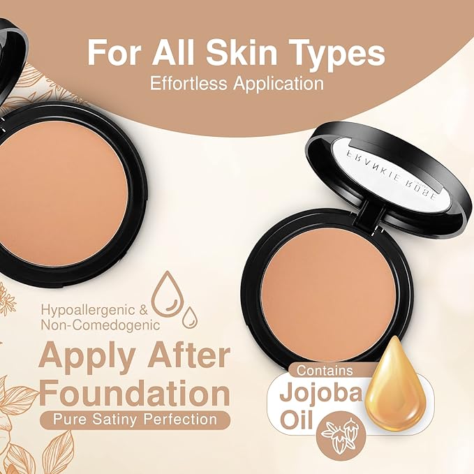 Frankie Rose Cosmetics Powder Foundation – Full Coverage Face Powder For Pores & Imperfections, Evens Out Skin Tone & Shine-Control | 58 Grams (Honey)-Velvo Beauty