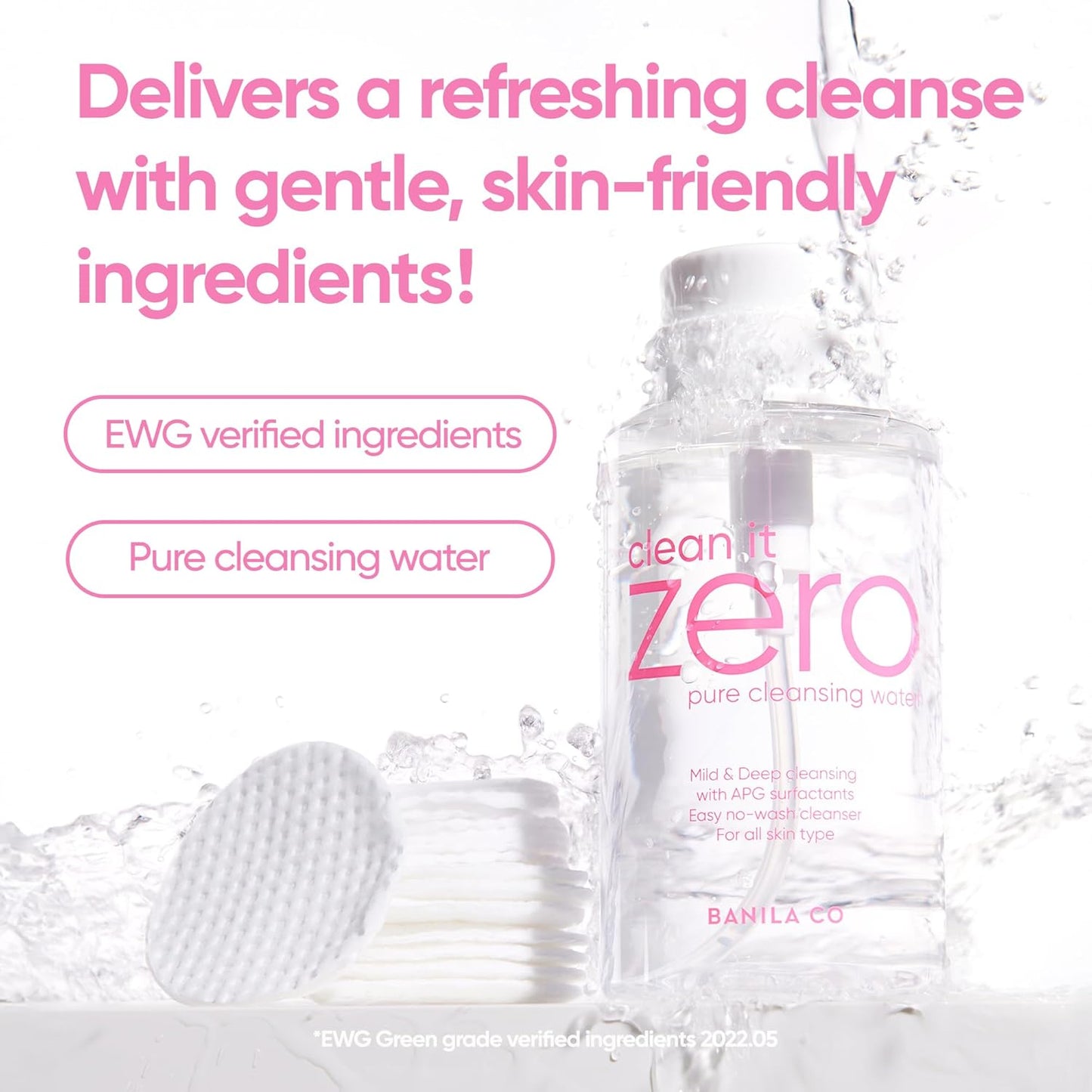 BANILA CO Clean It Zero Pure Cleansing Water | Gentle Cleanser for Sensitive Skin | Micellar Water Makeup Remover No Rinse & Oil Free (310ml / 10.48 fl.oz)-Velvo Beauty