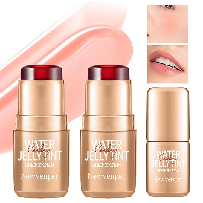 2PCS Jelly Blush Stick, Multi-Purpose Lip & Cheek Stick, Waterproof jelly tint, Moisturizing Cooling Water Jelly Tint Long Lasting cheek stain & lip tint for Women and Girls 02#-Velvo Beauty