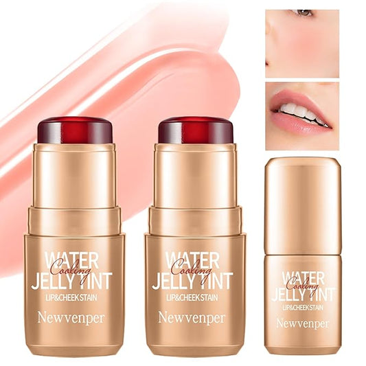 2PCS Jelly Blush Stick, Multi-Purpose Lip & Cheek Stick, Waterproof jelly tint, Moisturizing Cooling Water Jelly Tint Long Lasting cheek stain & lip tint for Women and Girls 02#-Velvo Beauty