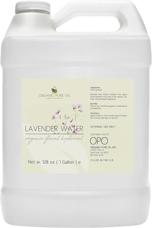 OPO Lavender Water Hydrosol - Pure Steam Distilled Natural Non GMO Calming Bulk Body, Face, Facial Toner, Aromatherapy, Set Makeup, Cleanser Mist Spritz (128 oz / 1 Gallon)-Velvo Beauty
