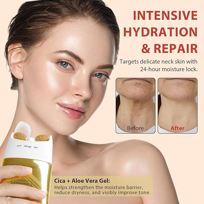 AH-8 Firming Neck Cream with Roller - Neck and Chest Firming Cream to Lift, Tighten & Smooth Sagging Skin, Reduce Wrinkles & Hydrate for Youthful Neck, 4.23 Fl Oz-Velvo Beauty