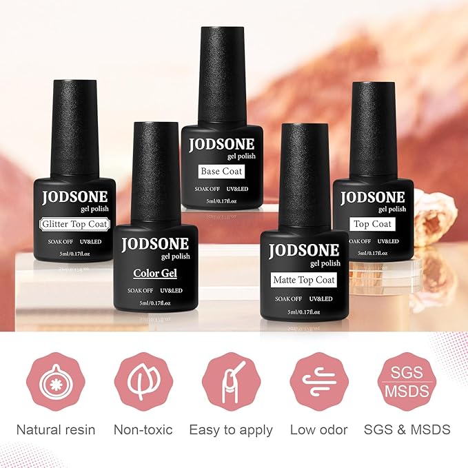 JODSONE 36 PCS Gel Nail Polish Starter Kit U V Light and Dark Series Gel Nail Set No Wipe Base Matte and Glossy Top Coat All Kinds of Manicure Tools-Velvo Beauty