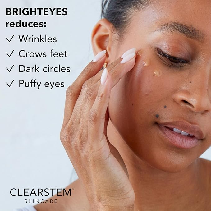 CLEARstem - BRIGHTEYES - Nourishing Anti-Aging Eye Gel - For Puffy Eyes, Crow's Feet, & Dark Circles - Made with Collagen, Stem Cells, Peptides & Aloe Vera - Vegan - Gluten Free - Men & Women - 0.6 oz-Velvo Beauty